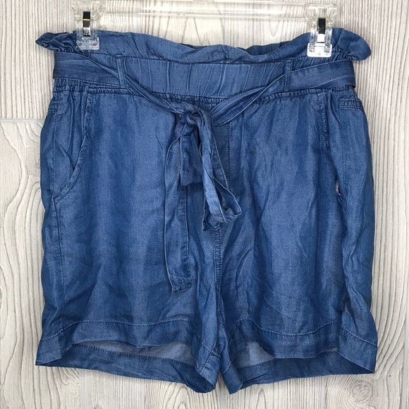 Thread & Supply High Waisted Blue Tie Shorts - Picture 1 of 8